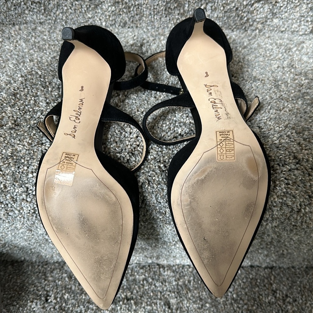 Nearly New Sam Edelman Black Suede Ankle Strap Heels - Picture 9 of 9